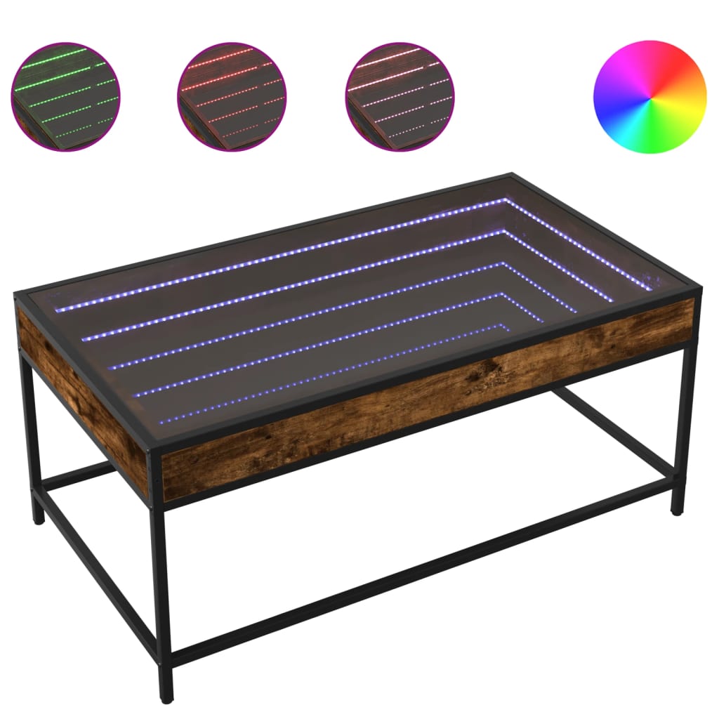 Stolić s beskonačnim LED svjetlima boja hrasta 90x50x41 cm