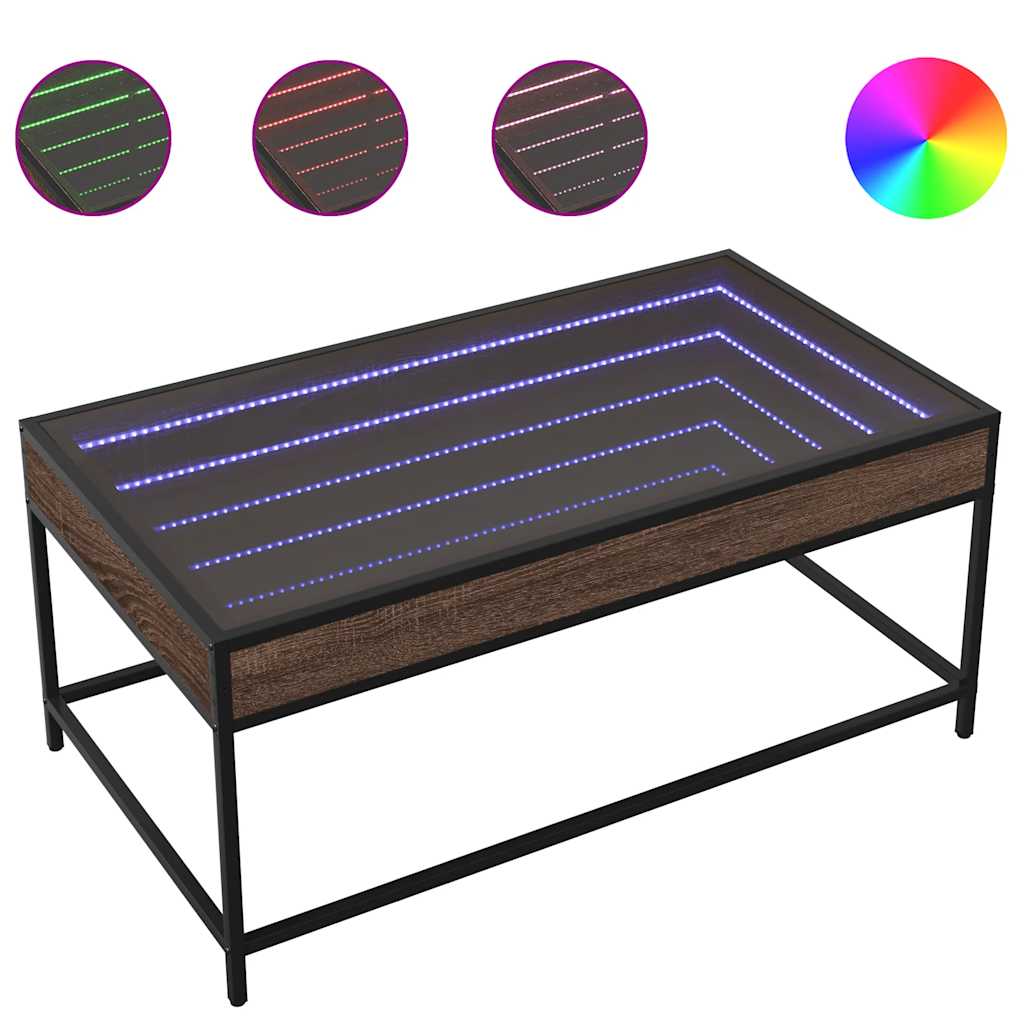 Stolić s beskonačnim LED svjetlima boja hrasta 90x50x41 cm