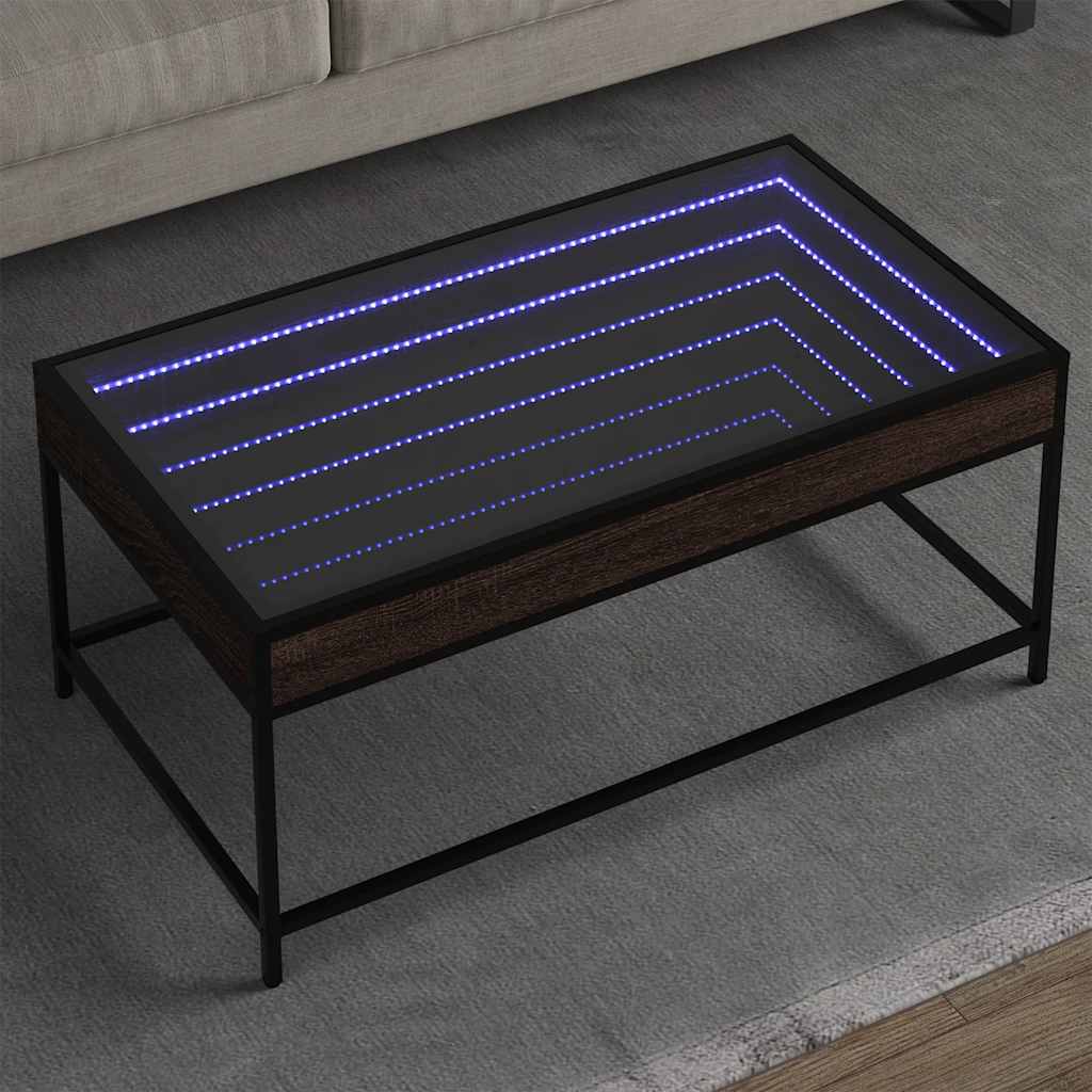 Stolić s beskonačnim LED svjetlima boja hrasta 90x50x41 cm