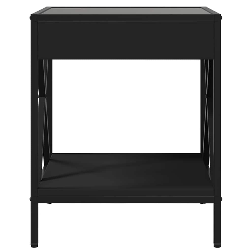 Stolić za kavu s beskonačnim LED svjetlima crni 40x40x49 cm
