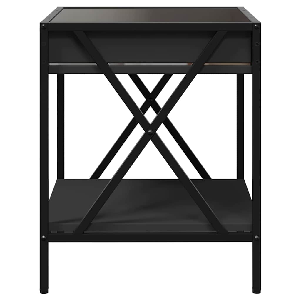 Stolić za kavu s beskonačnim LED svjetlima crni 40x40x49 cm