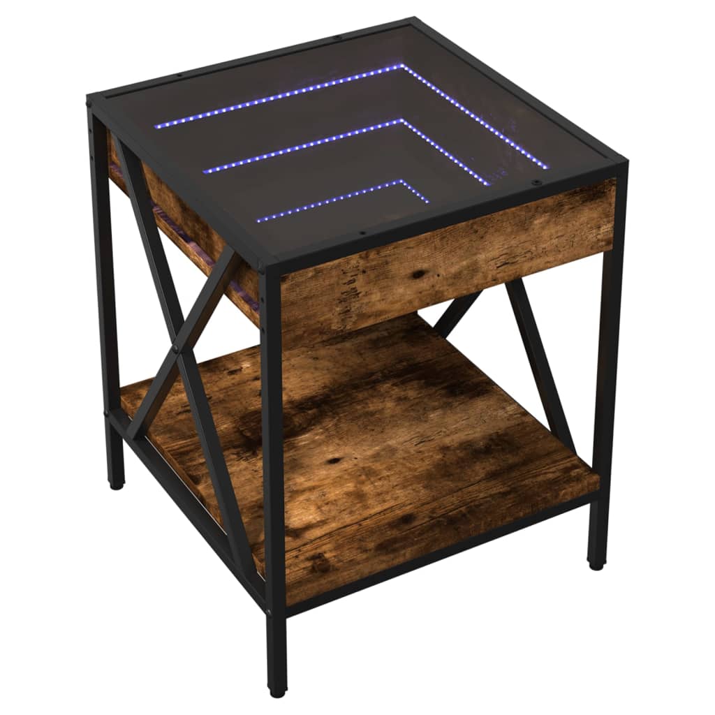 Stolić s beskonačnim LED svjetlima boja hrasta 40x40x49 cm