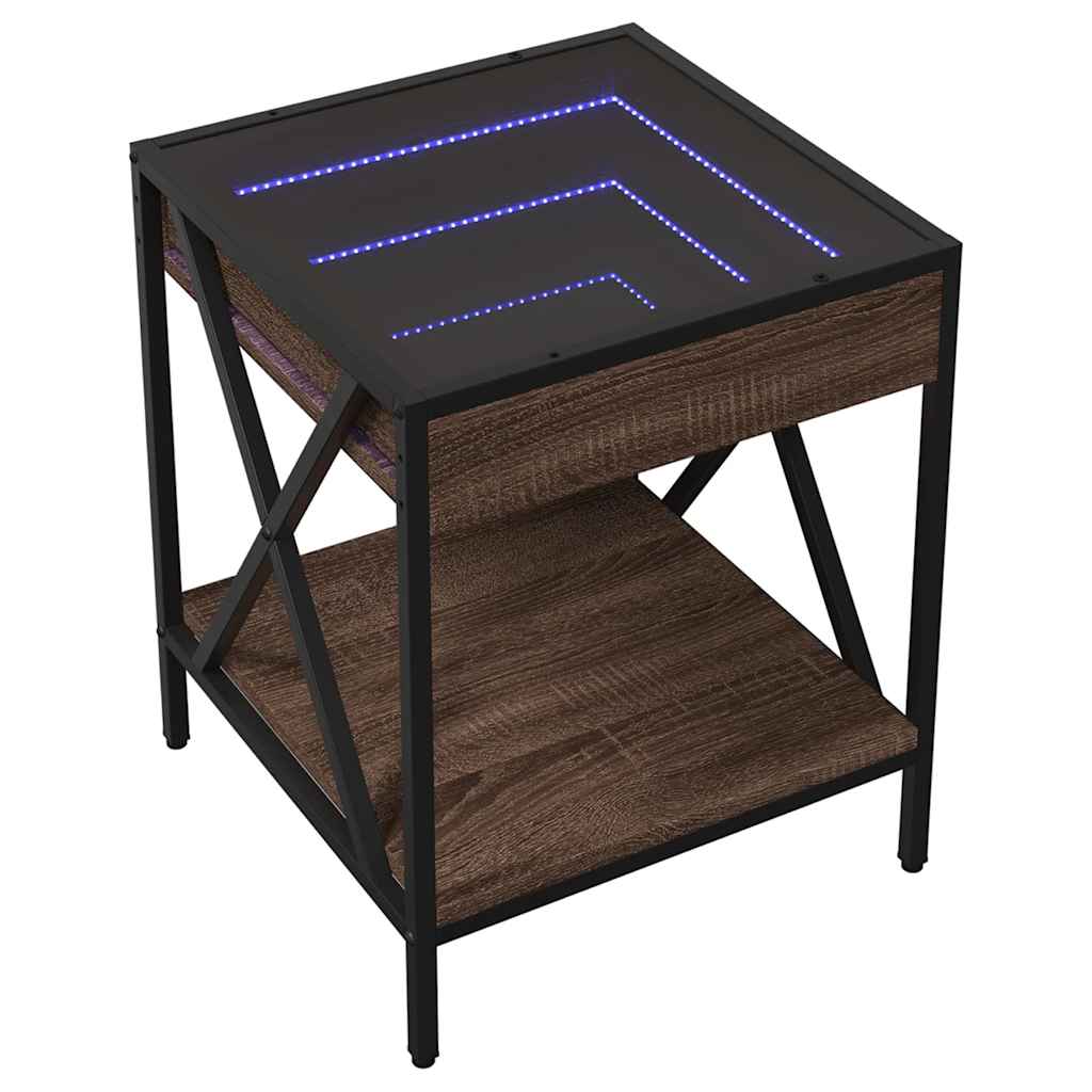 Stolić s beskonačnim LED svjetlima boja hrasta 40x40x49 cm