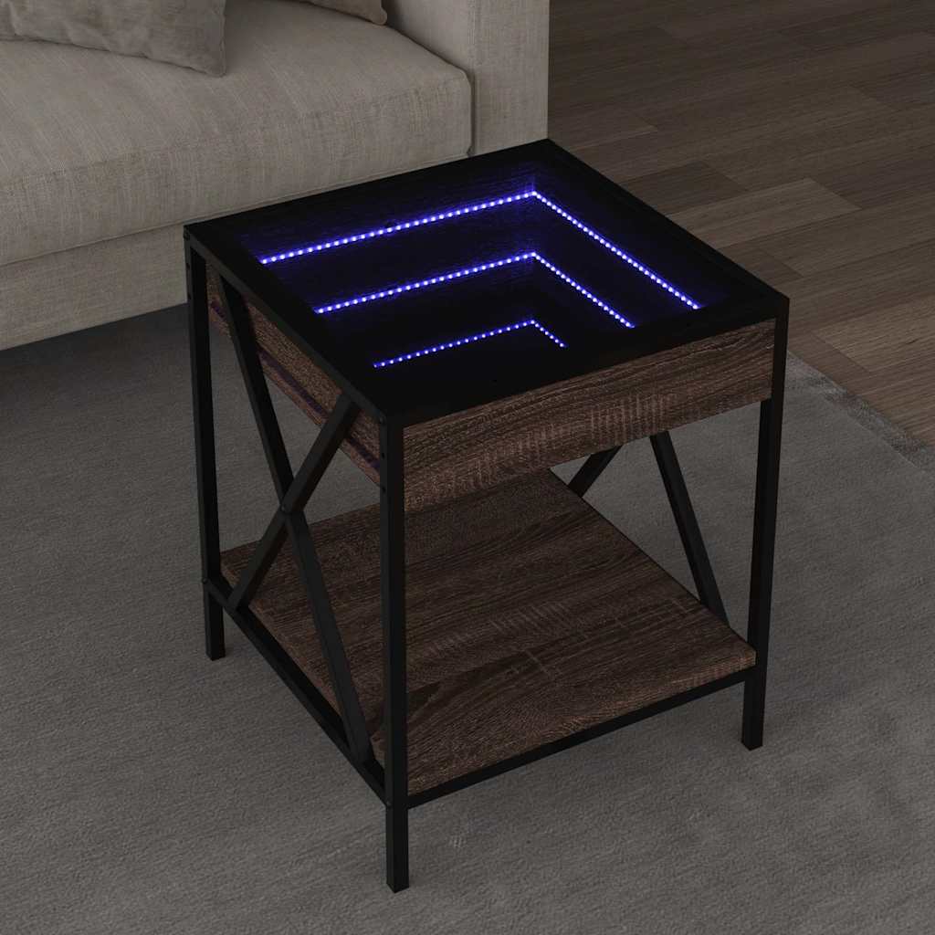Stolić s beskonačnim LED svjetlima boja hrasta 40x40x49 cm