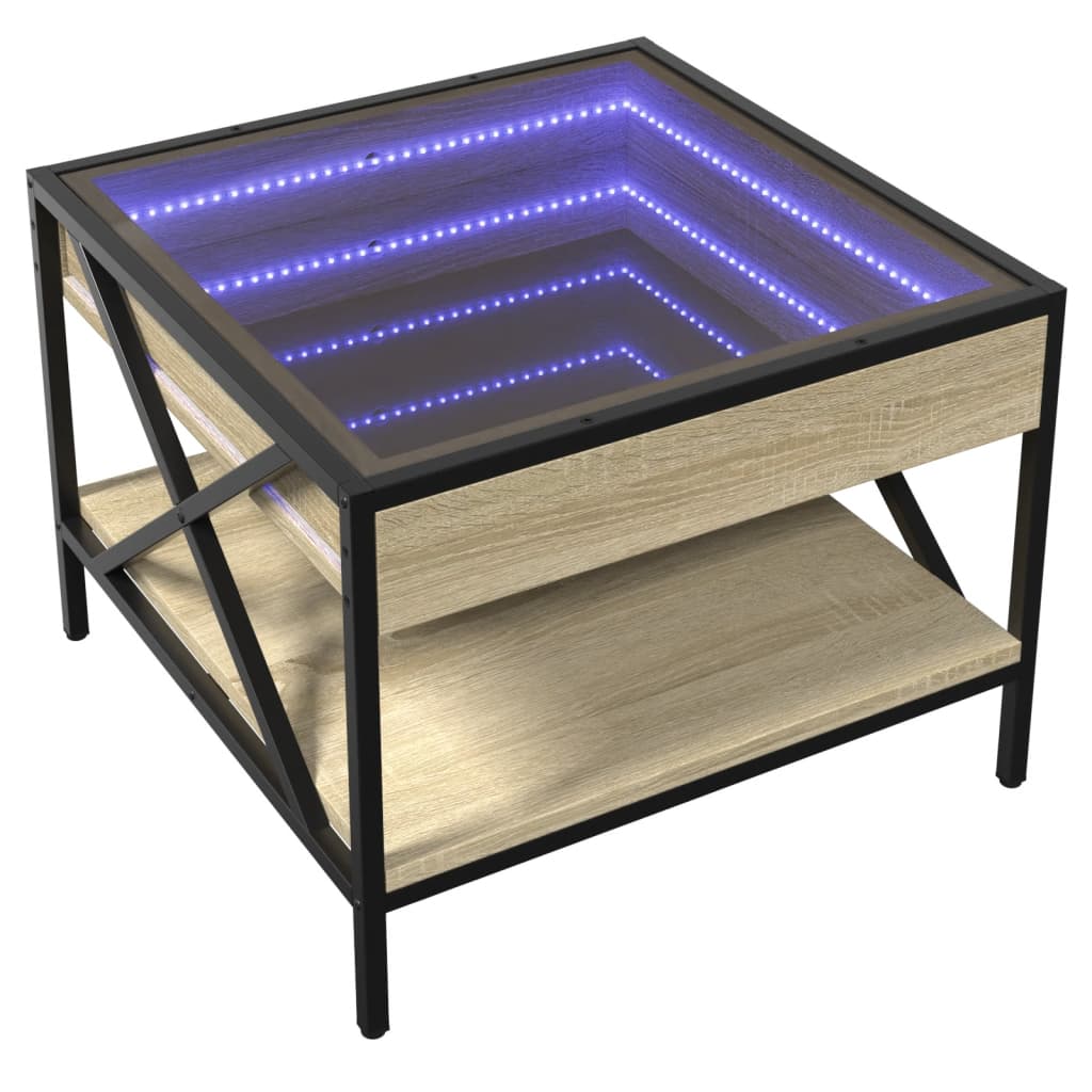 Stolić s beskonačnim LED svjetlima boja hrasta 50x50x38 cm