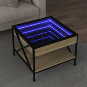 Stolić s beskonačnim LED svjetlima boja hrasta 50x50x38 cm