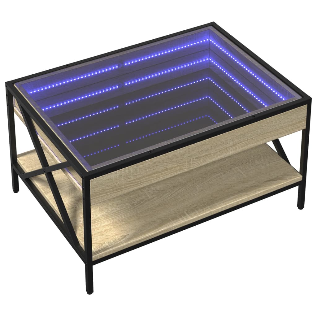 Stolić s beskonačnim LED svjetlima boja hrasta 70x50x38 cm
