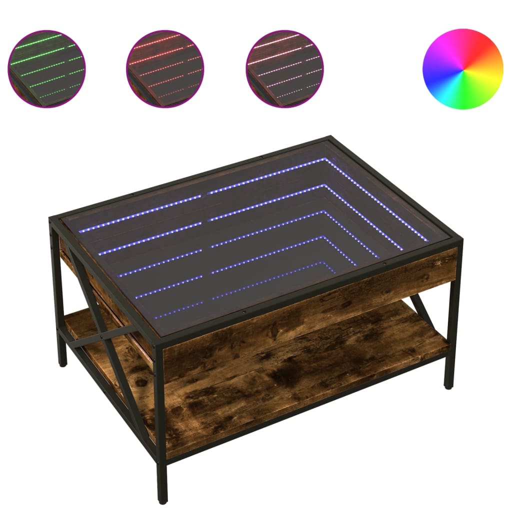 Stolić s beskonačnim LED svjetlima boja hrasta 70x50x38 cm