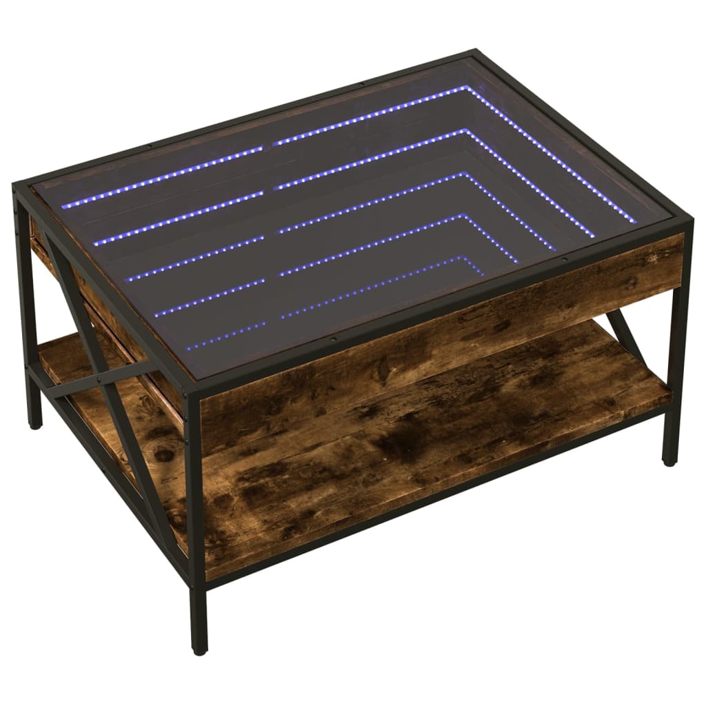 Stolić s beskonačnim LED svjetlima boja hrasta 70x50x38 cm