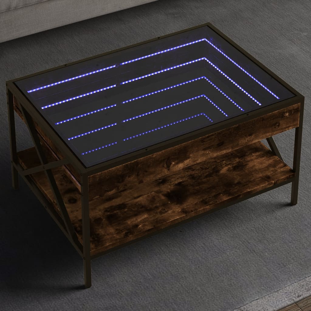 Stolić s beskonačnim LED svjetlima boja hrasta 70x50x38 cm