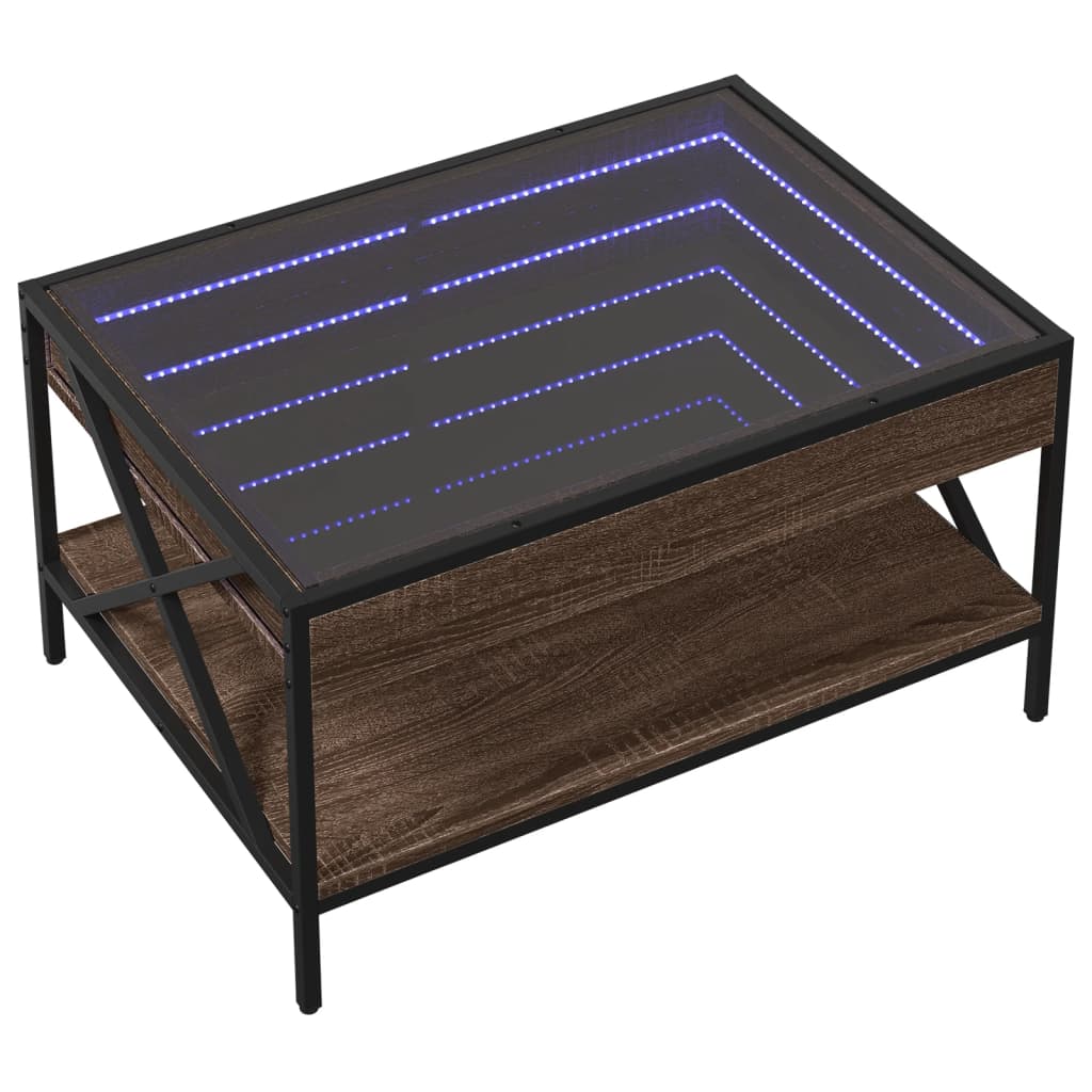 Stolić s beskonačnim LED svjetlima boja hrasta 70x50x38 cm