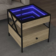 Stolić s beskonačnim LED svjetlima boja hrasta 50x50x51 cm