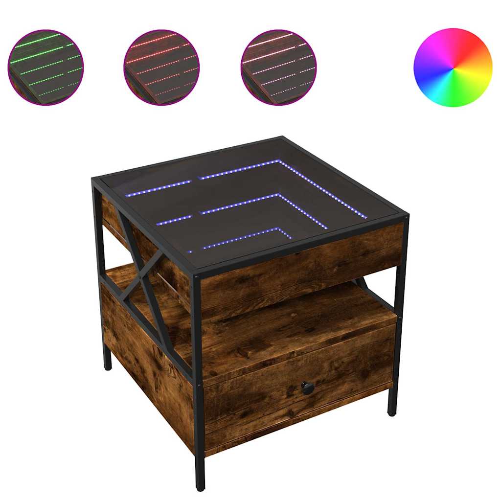 Stolić s beskonačnim LED svjetlima boja hrasta 50x50x51 cm