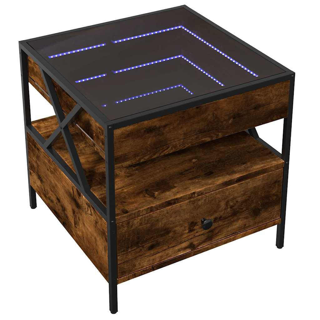 Stolić s beskonačnim LED svjetlima boja hrasta 50x50x51 cm