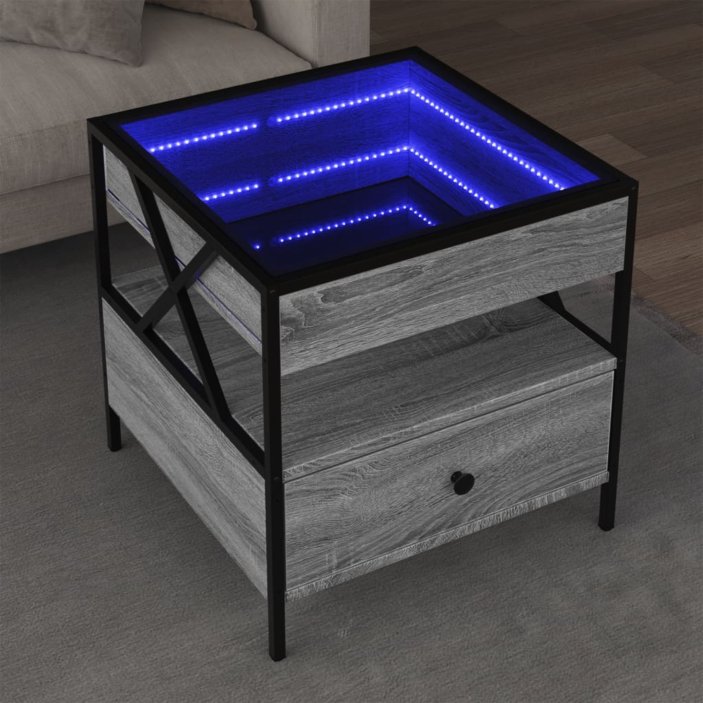Stolić s beskonačnim LED svjetlima boja hrasta 50x50x51 cm