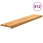 Gazišta stepenice 12 kom svjetlosmeđi 120x30x2 cm masivna hrast