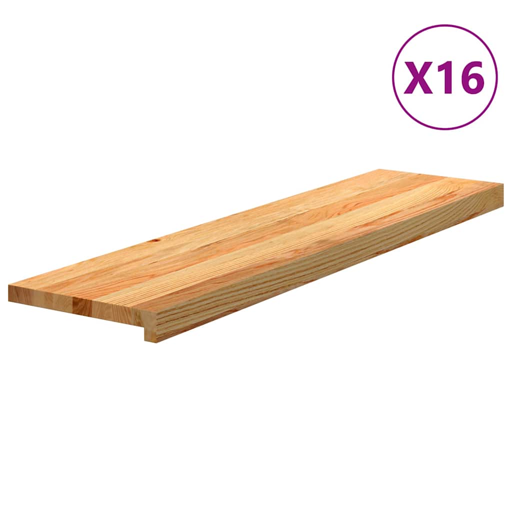 Gazišta stepenice 16 kom svjetlosmeđi 100x25x2 cm masivna hrast