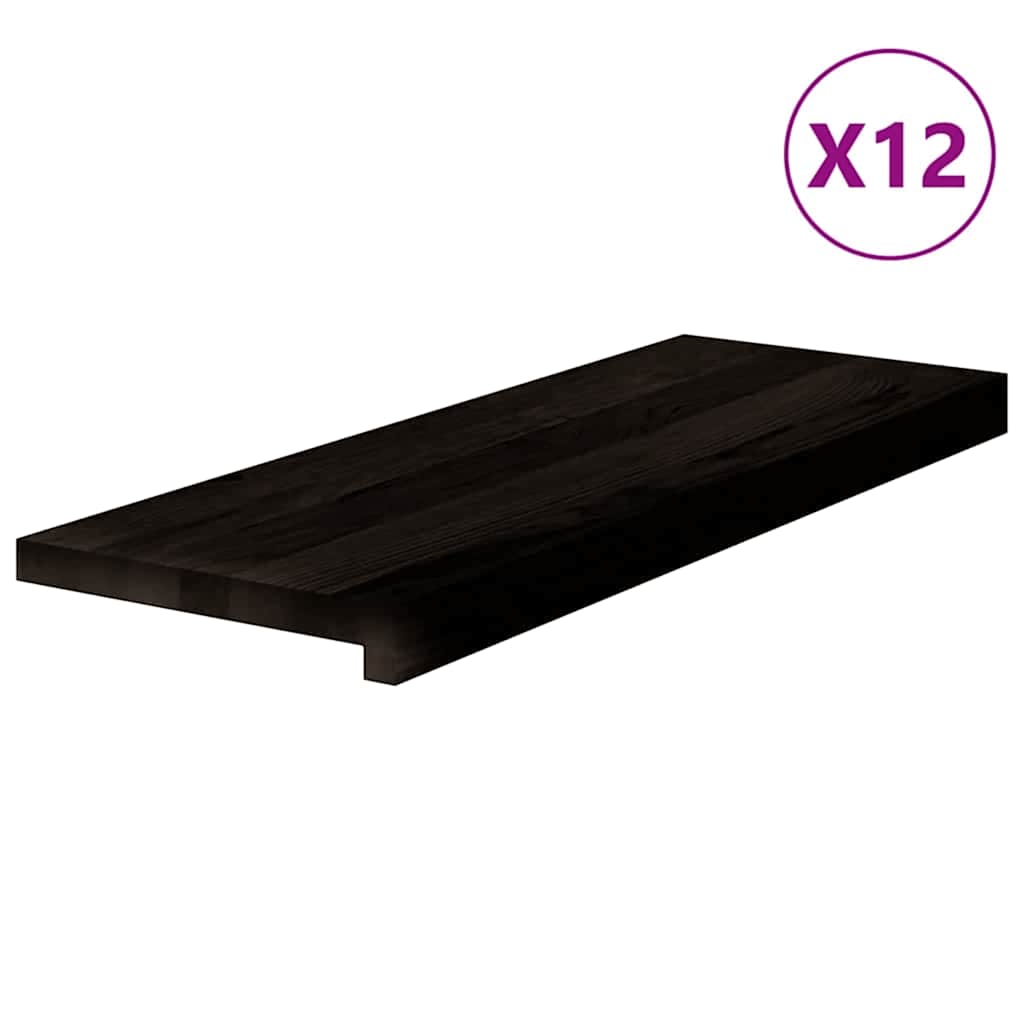 Gazišta stepenice 12 kom tamnosmeđi 70x25x2 cm masivna hrast