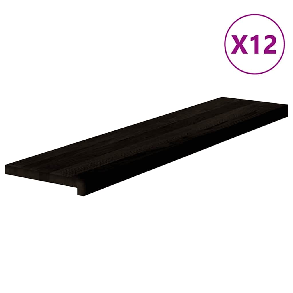 Gazišta stepenice 12 kom tamnosmeđi 110x25x2 cm masivna hrast