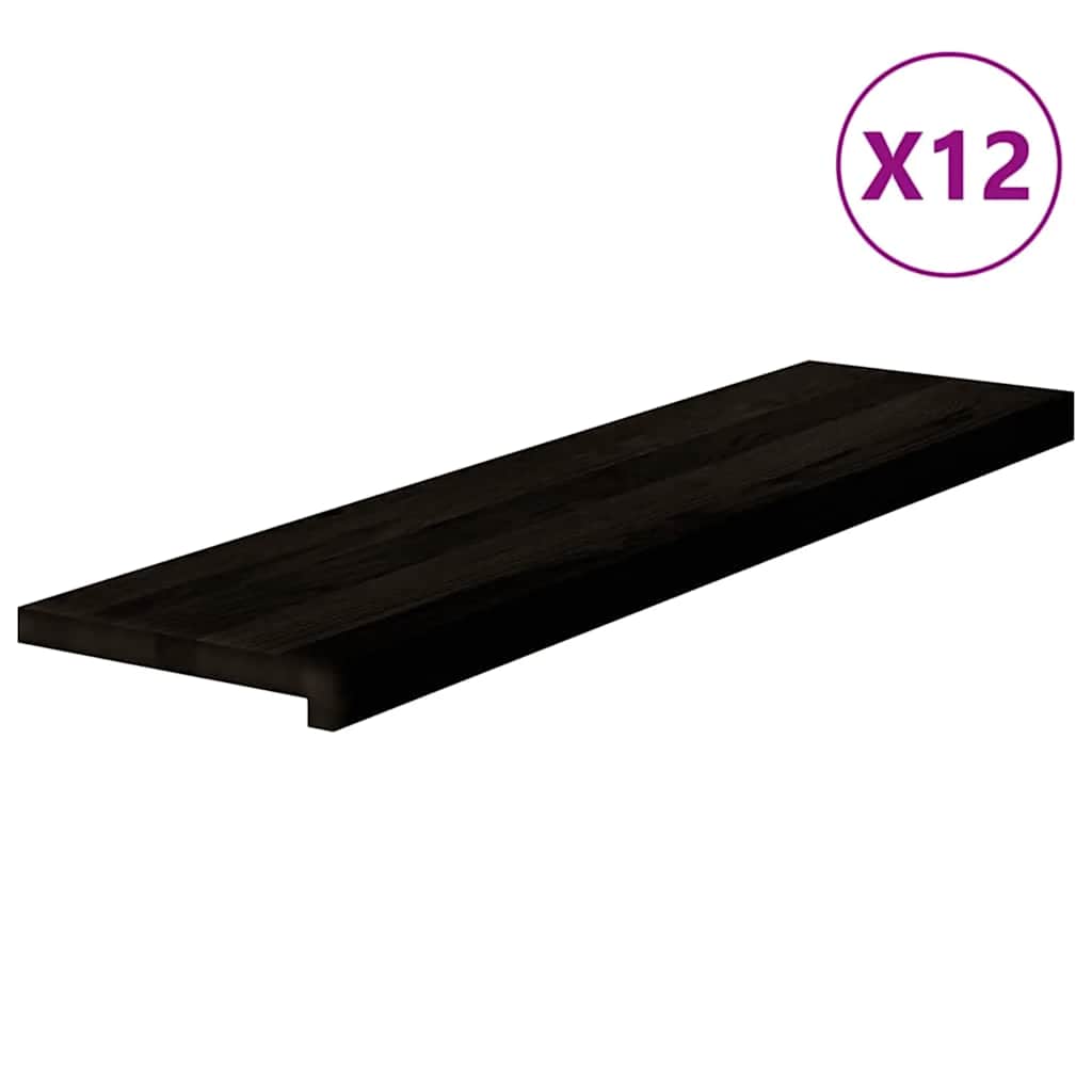 Gazišta stepenice 12 kom tamnosmeđi 100x30x2 cm masivna hrast