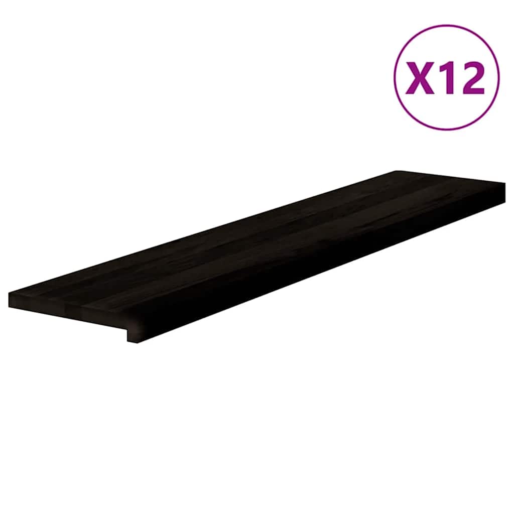 Gazišta stepenice 12 kom tamnosmeđi 120x30x2 cm masivna hrast