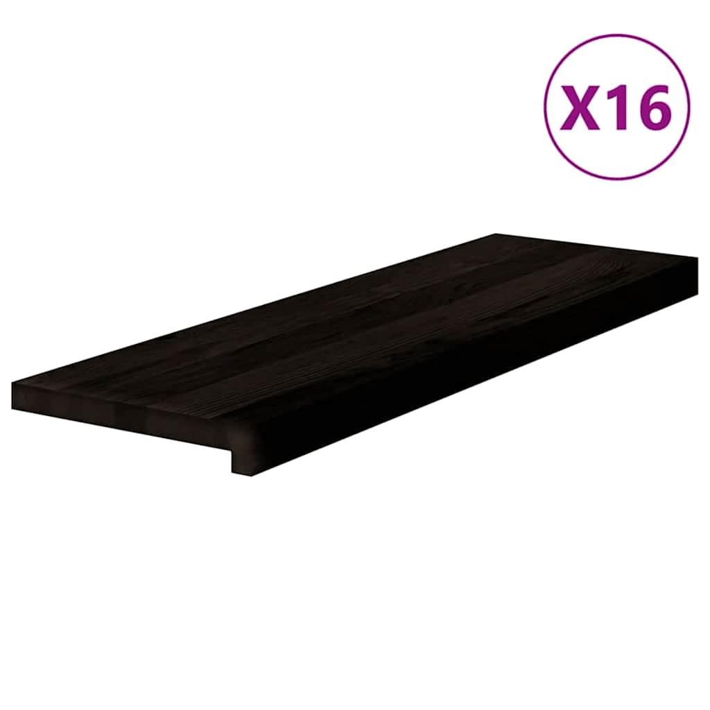 Gazišta stepenice 16 kom tamnosmeđi 80x25x2 cm masivna hrast
