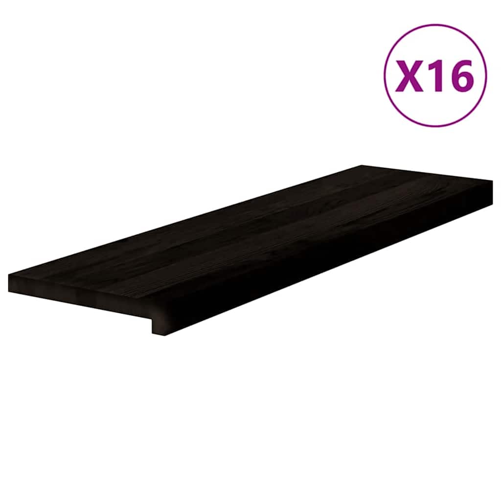 Gazišta stepenice 16 kom tamnosmeđi 90x25x2 cm masivna hrast