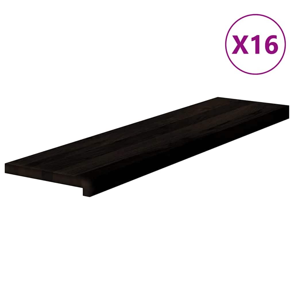 Gazišta stepenice 16 kom tamnosmeđi 100x25x2 cm masivna hrast