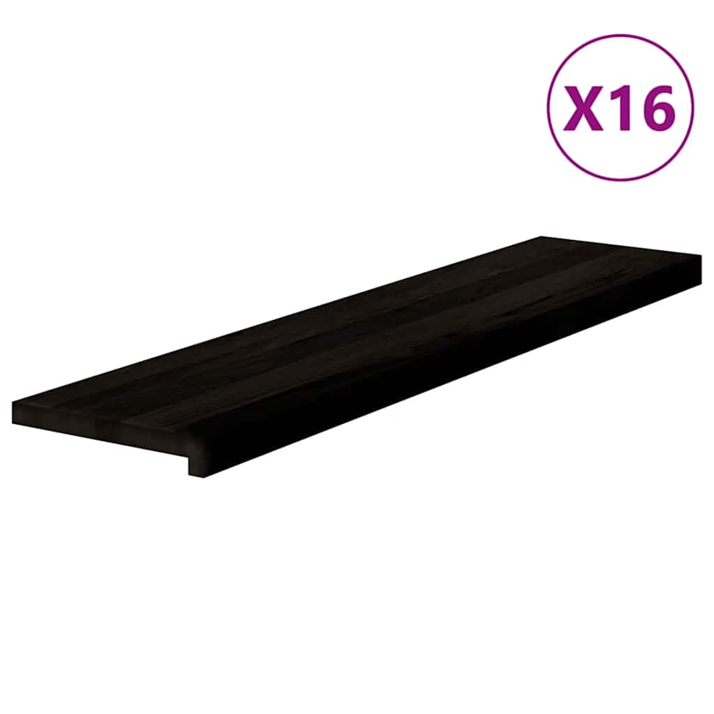 Gazišta stepenice 16 kom tamnosmeđi 110x30x2 cm masivna hrast