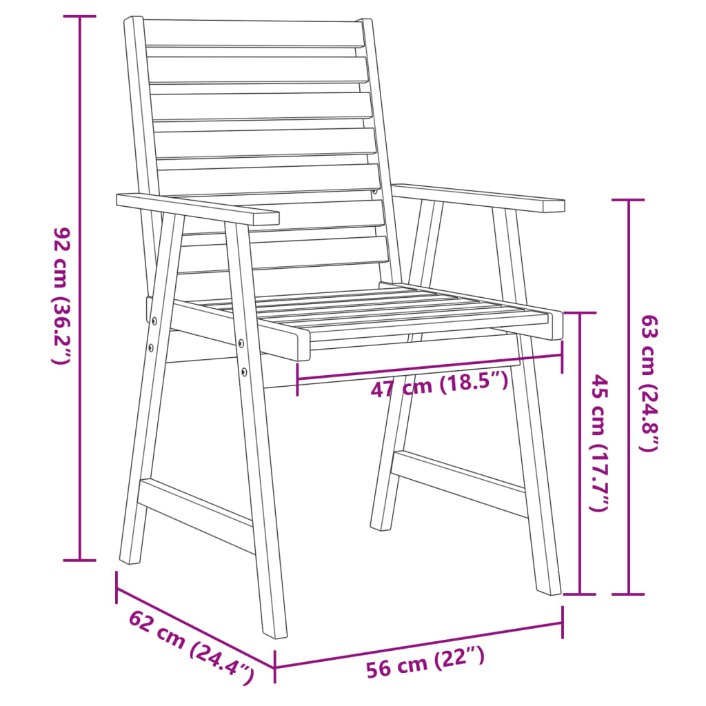 5-dijelni vrtni blagovaonski set od masivnog bagremovog drva Smeđa 85 x 85 x 75 cm
