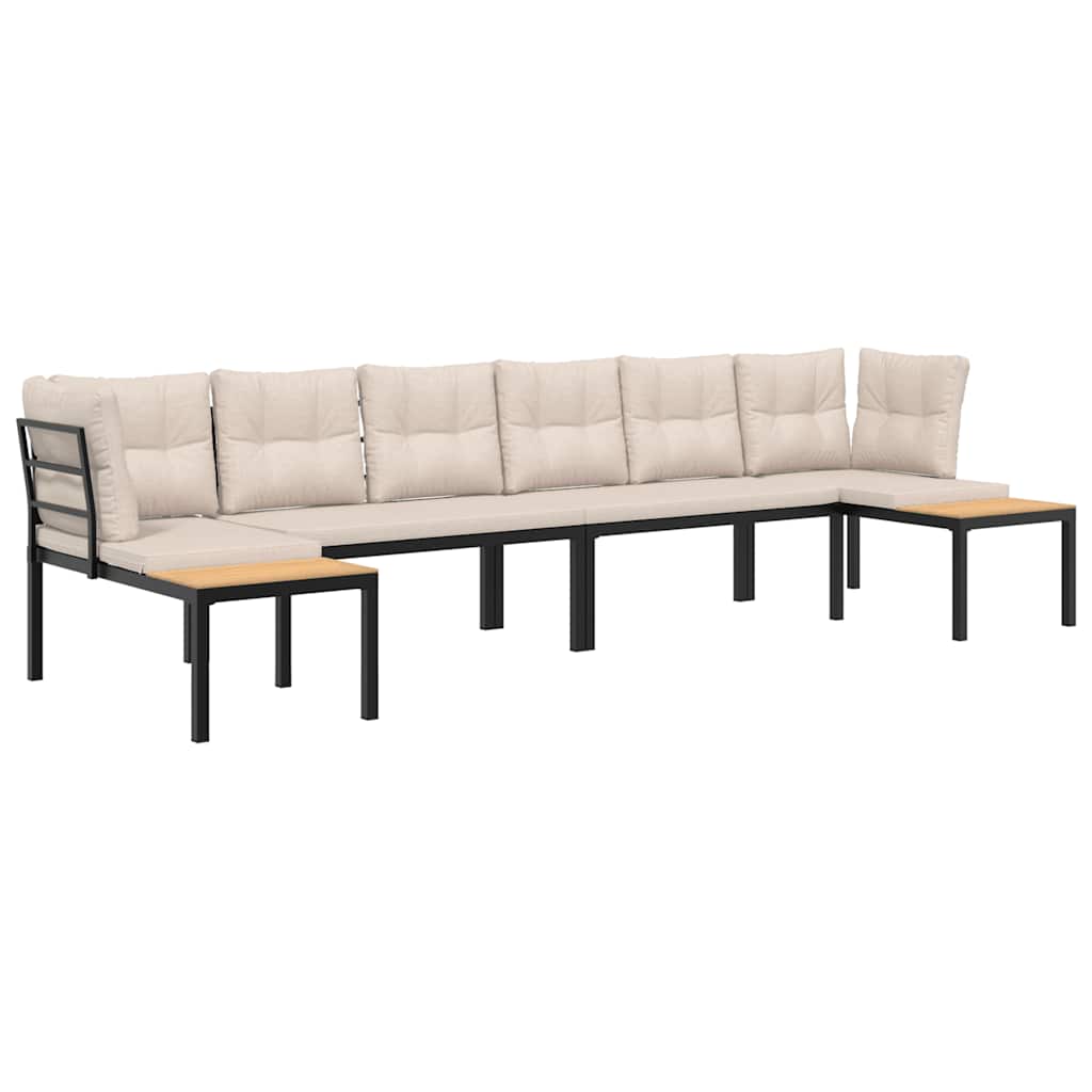 4-dijelni set vrtnih sofa s jastucima čelik obložen prahom crni