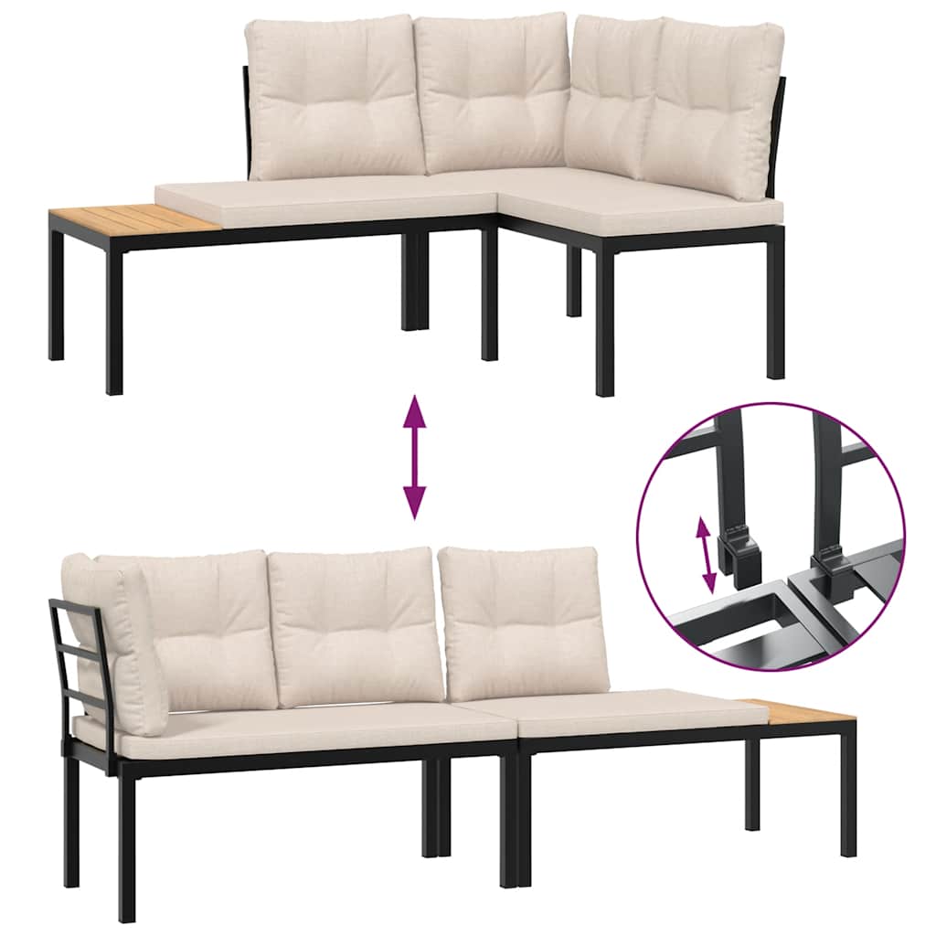 4-dijelni set vrtnih sofa s jastucima čelik obložen prahom crni