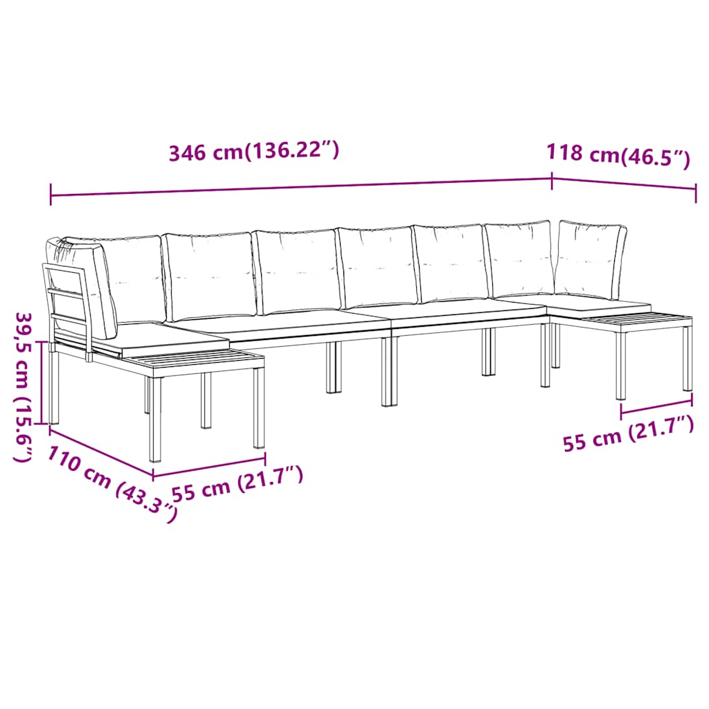 4-dijelni set vrtnih sofa s jastucima čelik obložen prahom crni