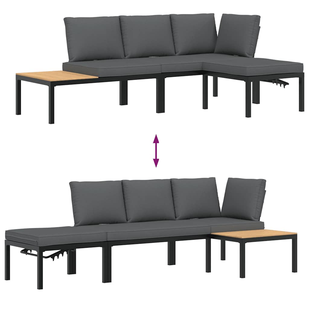 3-dijelni set vrtnih sofa s jastucima crni aluminijski
