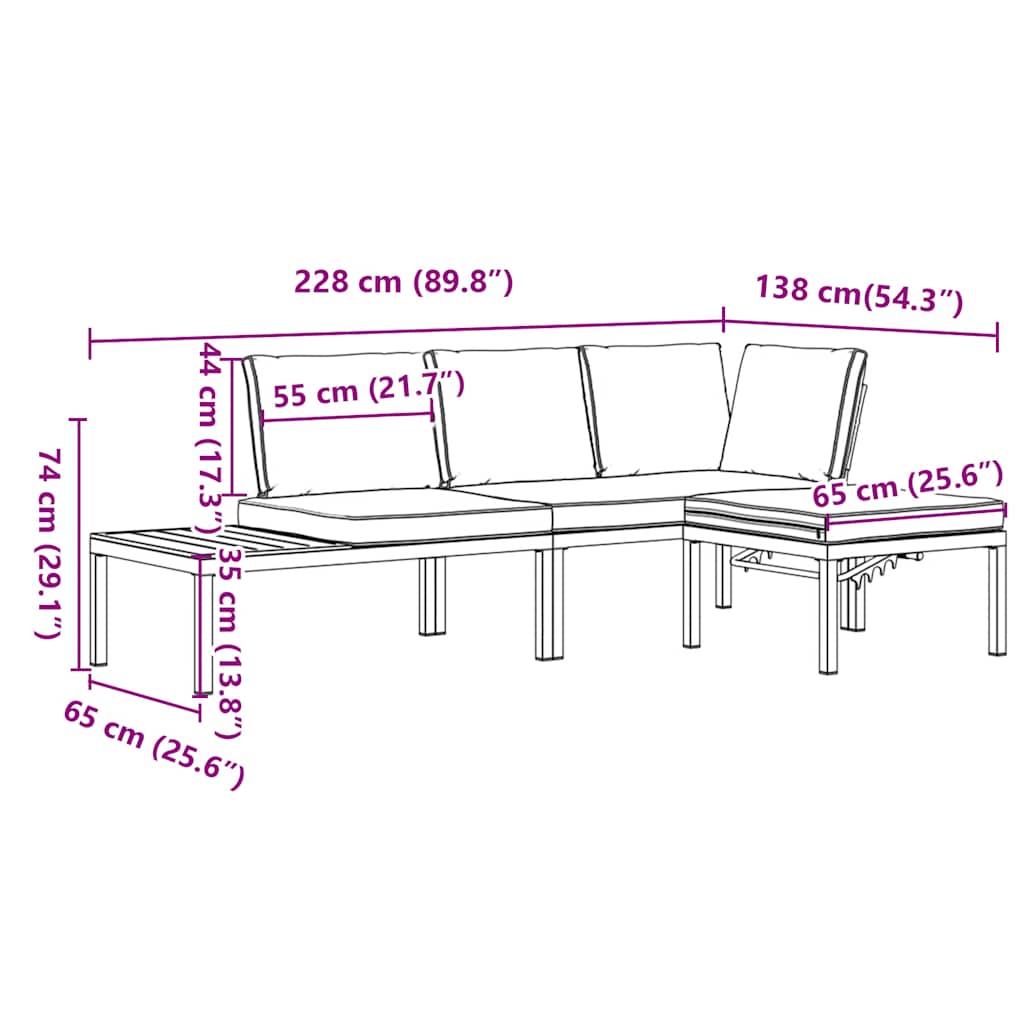 3-dijelni set vrtnih sofa s jastucima crni aluminijski