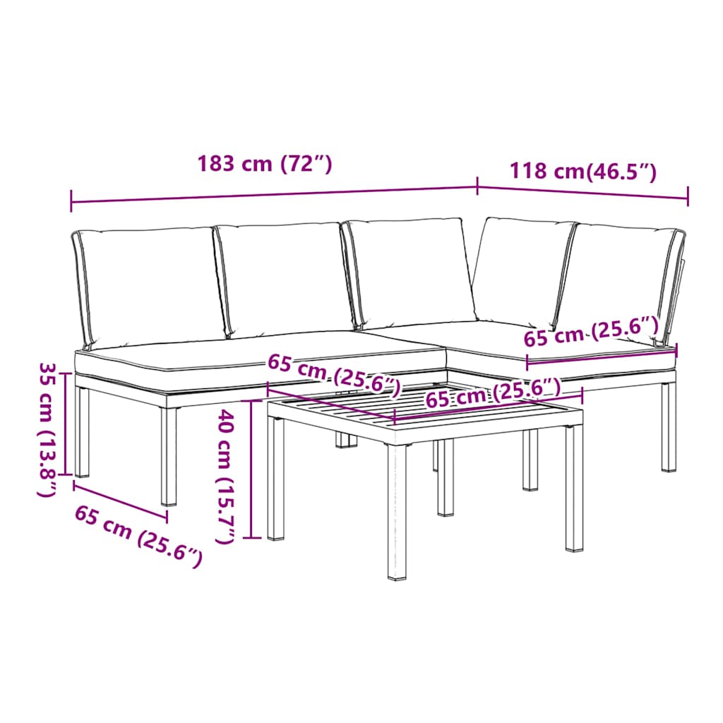 3-dijelni set vrtnih sofa s jastucima crni aluminijski