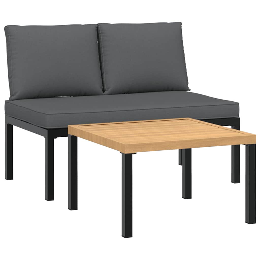 2-dijelni set vrtnih sofa s jastucima crni aluminijski Crna