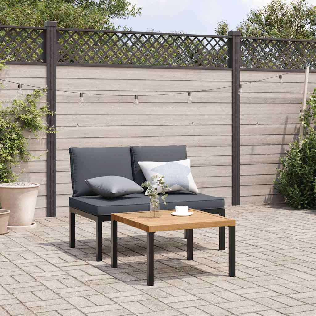 2-dijelni set vrtnih sofa s jastucima crni aluminijski Crna