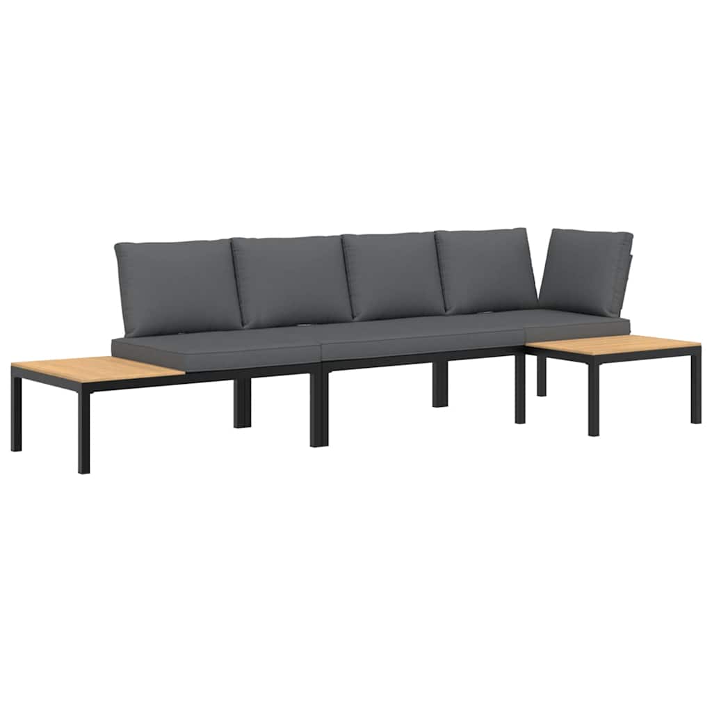 3-dijelni set vrtnih sofa s jastucima crni aluminijski