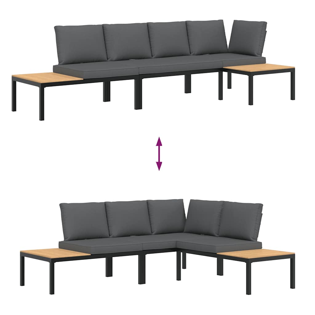 3-dijelni set vrtnih sofa s jastucima crni aluminijski