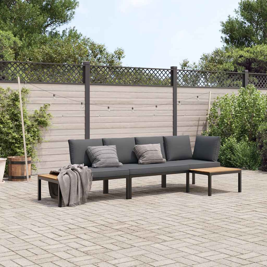 3-dijelni set vrtnih sofa s jastucima crni aluminijski