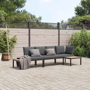 3-dijelni set vrtnih sofa s jastucima crni aluminijski