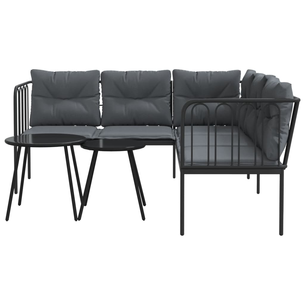 Set vrtnih sofa s jastucima crni od čelika i tekstilena