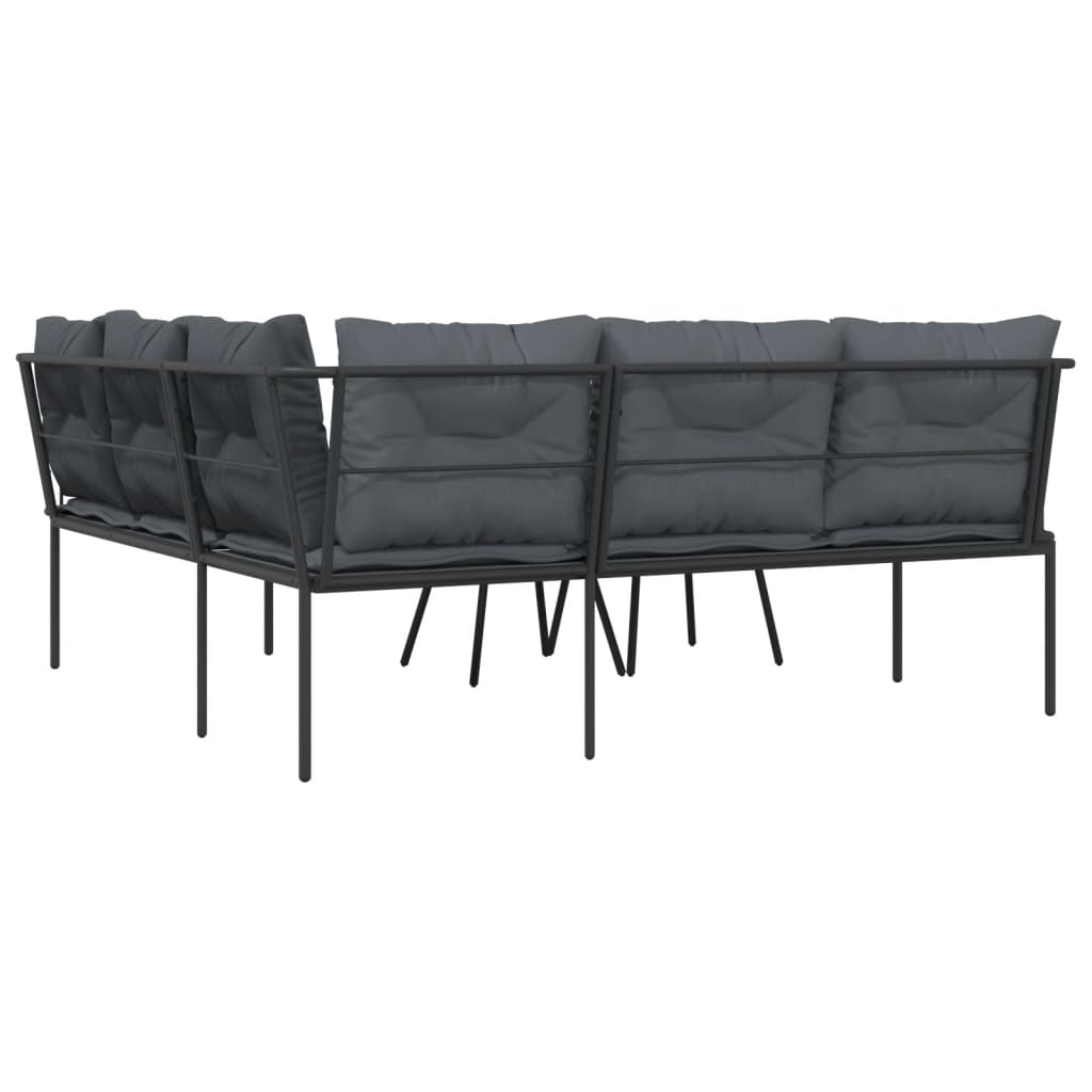 Set vrtnih sofa s jastucima crni od čelika i tekstilena
