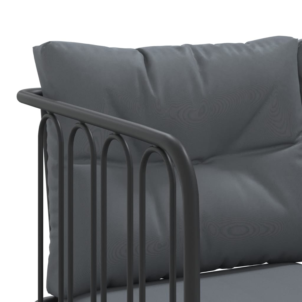 Set vrtnih sofa s jastucima crni od čelika i tekstilena