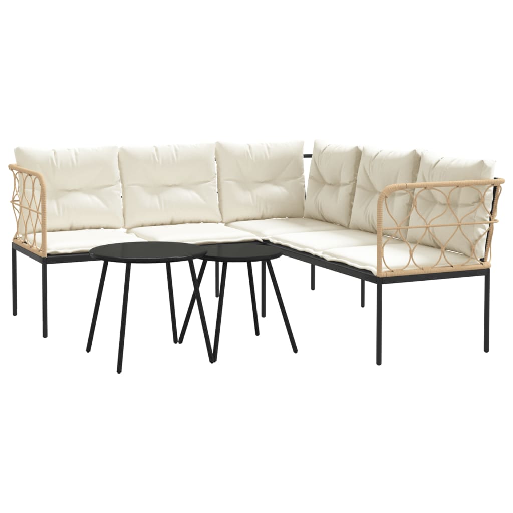 Set vrtnih sofa s jastucima crni od čelika i tekstilena