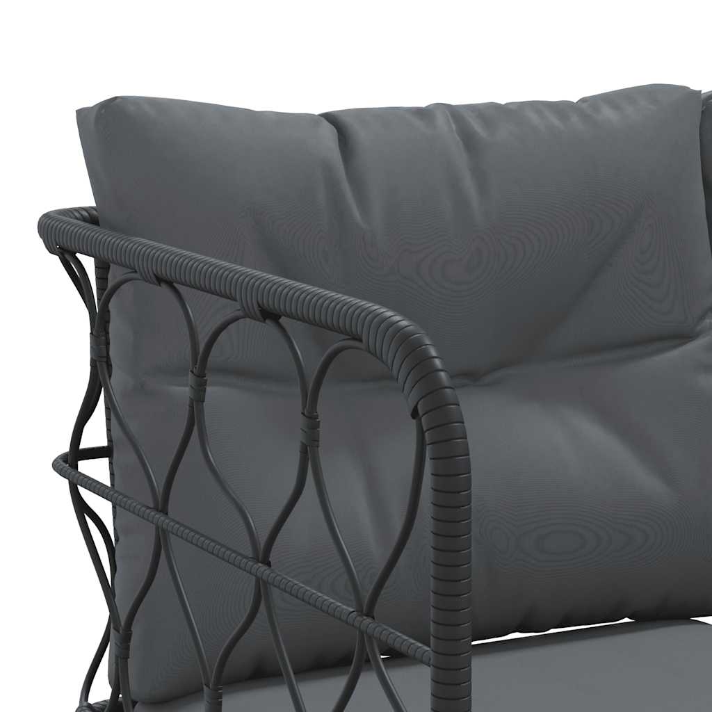 Set vrtnih sofa s jastucima crni od čelika i tekstilena