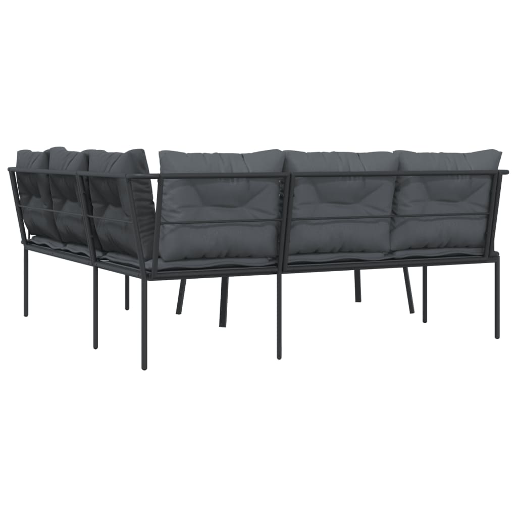 Set vrtnih sofa s jastucima crni od čelika i tekstilena