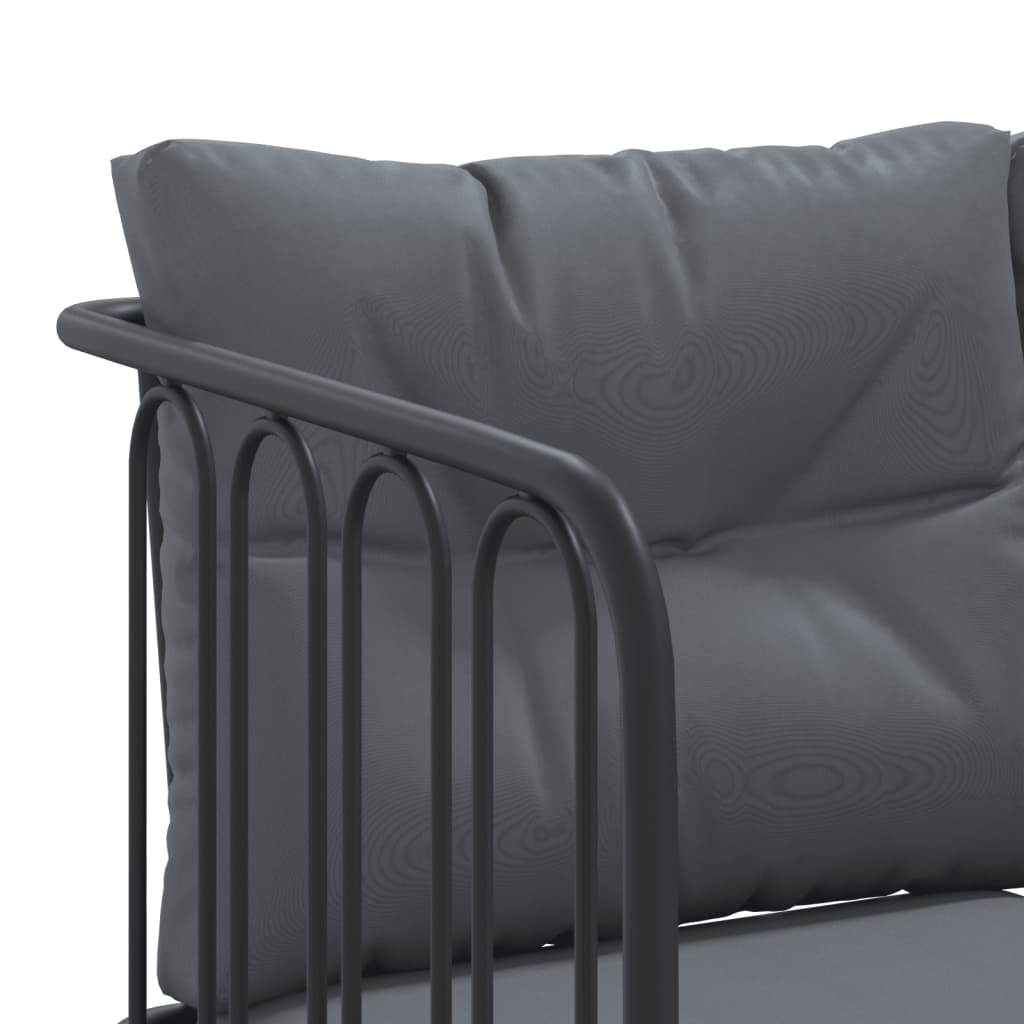Set vrtnih sofa s jastucima crni od čelika i tekstilena