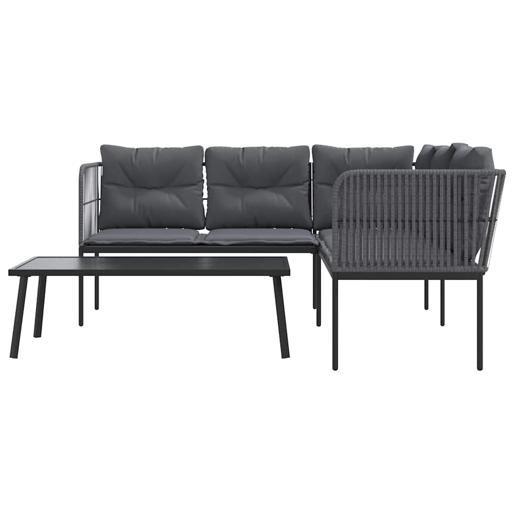 Set vrtnih sofa s jastucima crni od čelika i tekstilena
